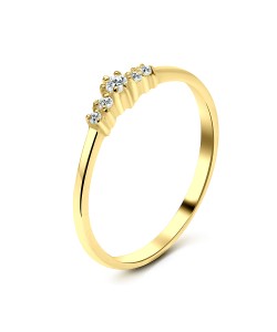 Gold Plated CZ Silver Ring NSR-2412-GP